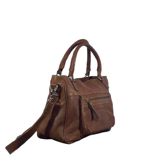 Brown leather handbag